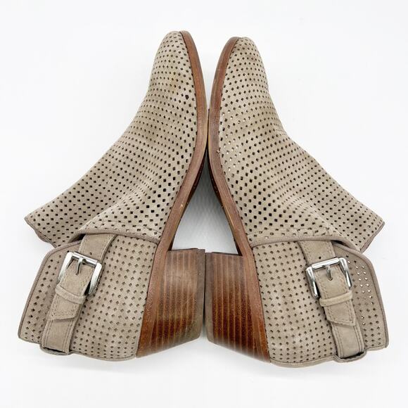 Sam Edelman Womens 9 Paula Perforated Leather‎ Buckle Ankle Boot Putty Suede - Picture 7 of 11